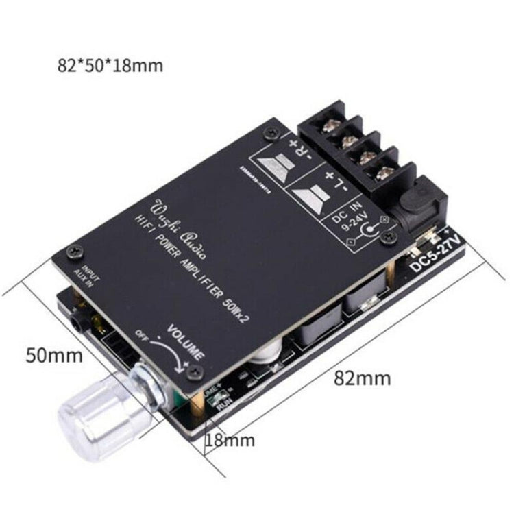 ZK-502C HIFI Wireless Bluetooth 5.0 TPA3116 Digital Power Audio Amplifier Board  50W X 2 Stereo AMP Amplificador, ZK-502C With Shell, ZK-502C Without Shell