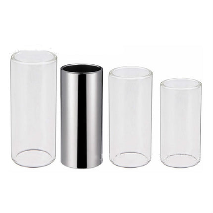 M02219 4 in 1 Plexiglass Slid Bar + Stainless Steel Slid Bar + Celluloid Guitar Finger Pick + Plastic Box Set