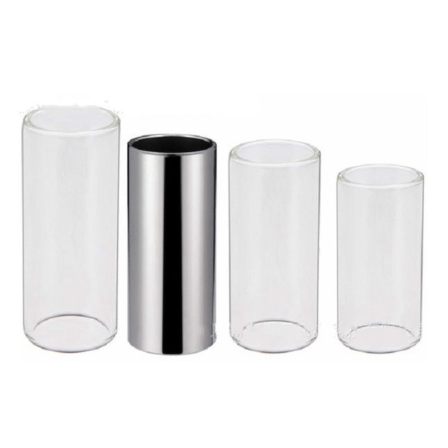 M02219 4 in 1 Plexiglass Slid Bar + Stainless Steel Slid Bar + Celluloid Guitar Finger Pick + Plastic Box Set