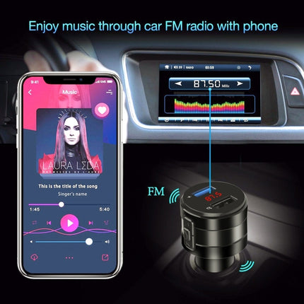 Car Bluetooth Handsfree Car FM Transmitter Music Player Car Charger, X20 Black