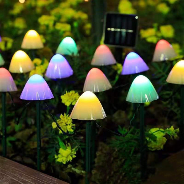 Solar Mushroom Lawn Light Outdoor Waterproof Garden Villa Landscape Decorative String Lights, 3.8m 10 LEDs, 5m 20 LEDs, 6.5m 30 LEDs