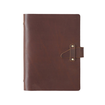 A5 Cowhide Retro Loose-Leaf Notebook Diary Office Business Simple Notepad Crazy Horse Leather Handbook, Brown, Ink Green, Blue, Black, Coffee, Wine Red, Purple