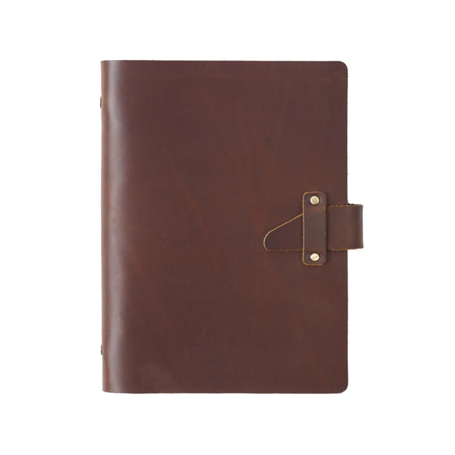 A5 Cowhide Retro Loose-Leaf Notebook Diary Office Business Simple Notepad Crazy Horse Leather Handbook, Brown, Ink Green, Blue, Black, Coffee, Wine Red, Purple