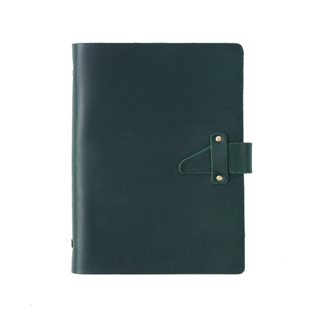 A5 Cowhide Retro Loose-Leaf Notebook Diary Office Business Simple Notepad Crazy Horse Leather Handbook, Brown, Ink Green, Blue, Black, Coffee, Wine Red, Purple