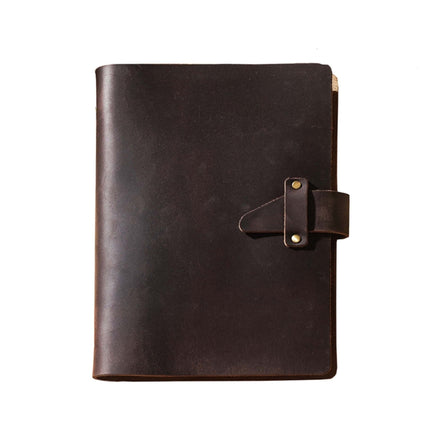 A5 Cowhide Retro Loose-Leaf Notebook Diary Office Business Simple Notepad Crazy Horse Leather Handbook, Brown, Ink Green, Blue, Black, Coffee, Wine Red, Purple