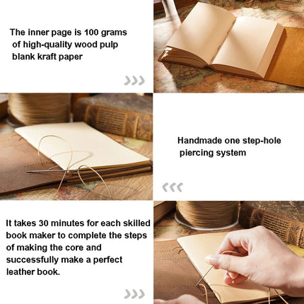 Handmade Sketchbook Cowhide Notebook Retro Notepad Notebook Diary Gift