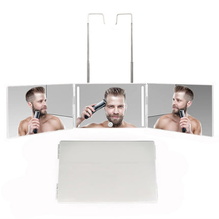 Three-Sided Mirror With LED Light Retractable Hanging Three-Fold Mirror With 10X Magnification Small Mirror