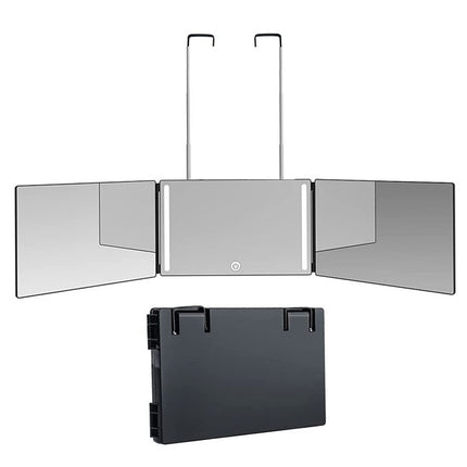 Three-Sided Mirror With LED Light Retractable Hanging Three-Fold Mirror With 10X Magnification Small Mirror