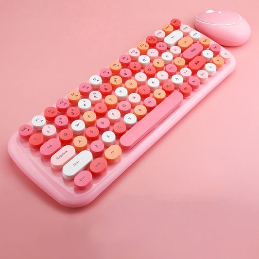 MOFii Candy Punk Keycap Mixed Color Wireless Keyboard and Mouse Set, Pink, Green, Blue, Milk Tea Color, Elegant Blue, Lemon Yellow