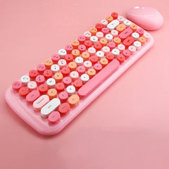 MOFii Candy Punk Keycap Mixed Color Wireless Keyboard and Mouse Set, Pink, Green, Blue, Milk Tea Color, Elegant Blue, Lemon Yellow