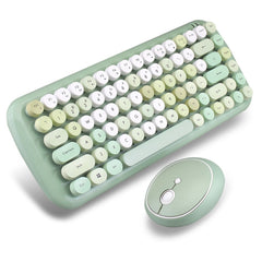 MOFii Candy Punk Keycap Mixed Color Wireless Keyboard and Mouse Set, Pink, Green, Blue, Milk Tea Color, Elegant Blue, Lemon Yellow