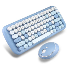 MOFii Candy Punk Keycap Mixed Color Wireless Keyboard and Mouse Set, Pink, Green, Blue, Milk Tea Color, Elegant Blue, Lemon Yellow