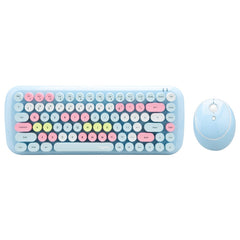 MOFii Candy Punk Keycap Mixed Color Wireless Keyboard and Mouse Set, Pink, Green, Blue, Milk Tea Color, Elegant Blue, Lemon Yellow