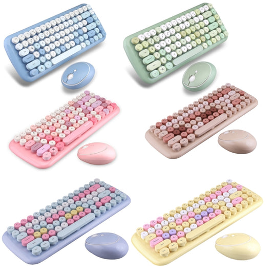 MOFii Candy Punk Keycap Mixed Color Wireless Keyboard and Mouse Set, Pink, Green, Blue, Milk Tea Color, Elegant Blue, Lemon Yellow