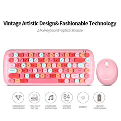 MOFii Candy Punk Keycap Mixed Color Wireless Keyboard and Mouse Set, Pink, Green, Blue, Milk Tea Color, Elegant Blue, Lemon Yellow
