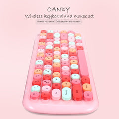MOFii Candy Punk Keycap Mixed Color Wireless Keyboard and Mouse Set, Pink, Green, Blue, Milk Tea Color, Elegant Blue, Lemon Yellow