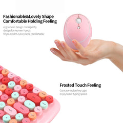 MOFii Candy Punk Keycap Mixed Color Wireless Keyboard and Mouse Set, Pink, Green, Blue, Milk Tea Color, Elegant Blue, Lemon Yellow