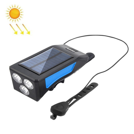 TG-ZX019 Solar Bicycle Headlight Flashlight Night Riding Strong Light USB Charging Rainproof Light, TG-ZX019 Blue