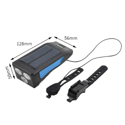 TG-ZX019 Solar Bicycle Headlight Flashlight Night Riding Strong Light USB Charging Rainproof Light, TG-ZX019 Blue