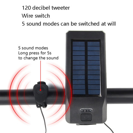 TG-ZX019 Solar Bicycle Headlight Flashlight Night Riding Strong Light USB Charging Rainproof Light, TG-ZX019 Blue