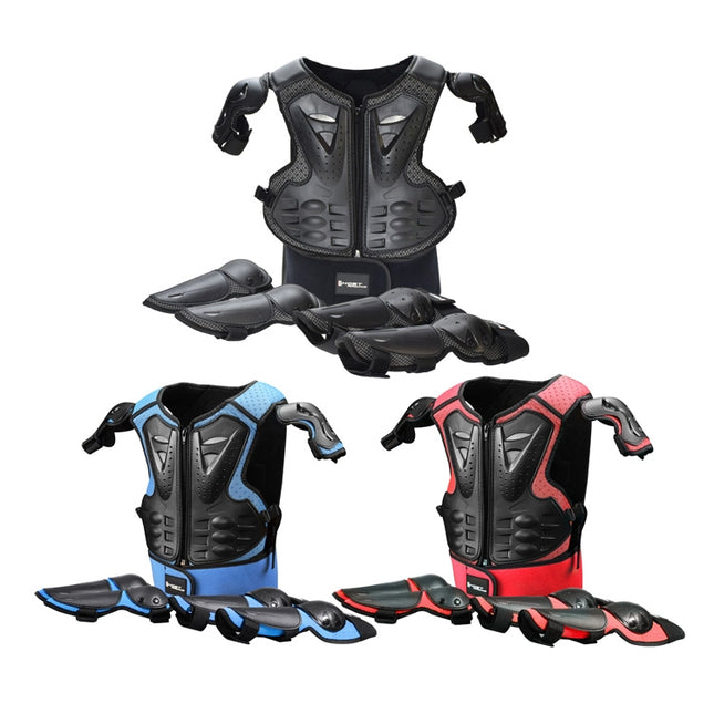 GHOST RACING Motorcycle Protective Gear Children Safety Riding Sport Vest + Knee Pads + Elbow Pads Protective Suit