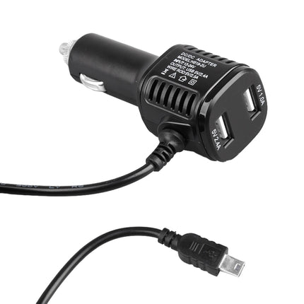 H519 Car Charger Driving Recorder Power Cord Dual USB With Display Charging Line, Specification:, Mini Straight, Mini Right Elbow, Mini Left Elbow, Micro Straight, Micro Left Elbow, Micro Right Elbow