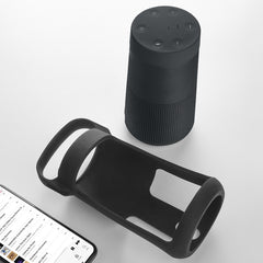 Funda protectora de silicona para altavoz Bluetooth Bose SoundLink Revolve, bolsa de transporte portátil, color negro y gris plateado