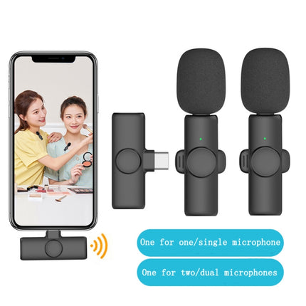 Lavalier Wireless Microphone Mobile Phone Live Video Shooting Small Microphone, Type C  1 To 1, Type-C 1 To 2