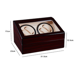Watch Shaker 4+6 Digits Mechanical Watch Automatic Winding Watch Box Watch Shaker ,US Plug, Red Sandalwood, Black