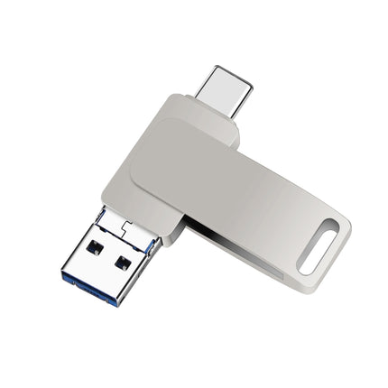 USB 3.0 + 8 Pin + USB-C / Type-C 3 in 1 Phone Computer Metal Rotatable U-Disk, 32GB, 16 GB, 64GB