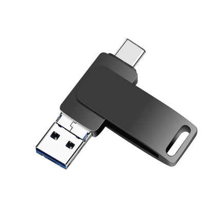 USB 3.0 + 8 Pin + USB-C / Type-C 3 in 1 Phone Computer Metal Rotatable U-Disk, 32GB, 16 GB, 64GB