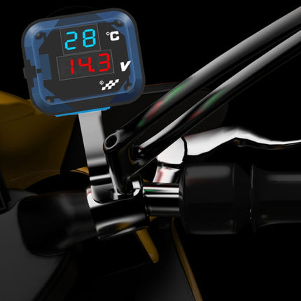 12-24V Motorcycle Modified Electronic Meter Voltage Temperature Table With USB Car Charger, 2954