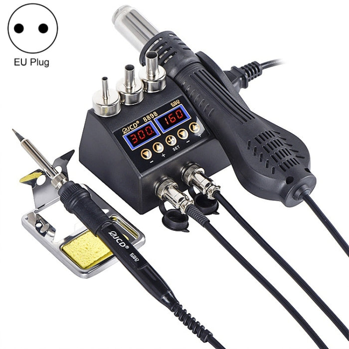 Hot Air Desoldering Station Dual Digital Display Two In One Temperature Control Electric Soldering Iron Soldering Station,, EU Plug