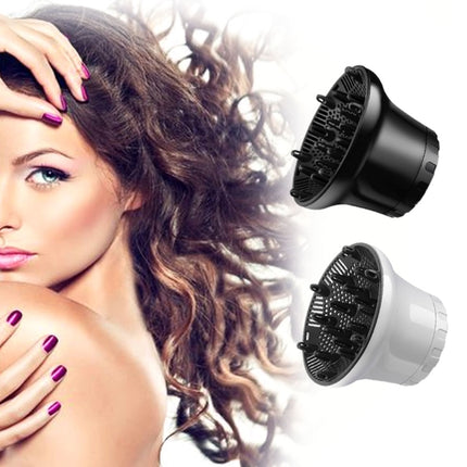 Difusor de pelo universal G8 adaptable a secadores de pelo con diseño giratorio para cabello rizado, gran campana de viento, blanco y negro