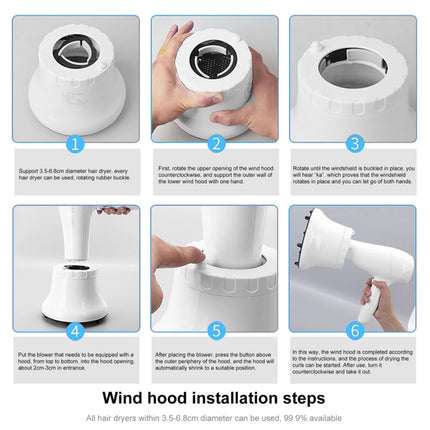 Difusor de pelo universal G8 adaptable a secadores de pelo con diseño giratorio para cabello rizado, gran campana de viento, blanco y negro