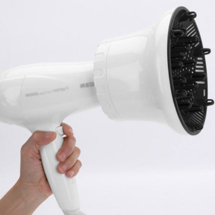 Difusor de pelo universal G8 adaptable a secadores de pelo con diseño giratorio para cabello rizado, gran campana de viento, blanco y negro