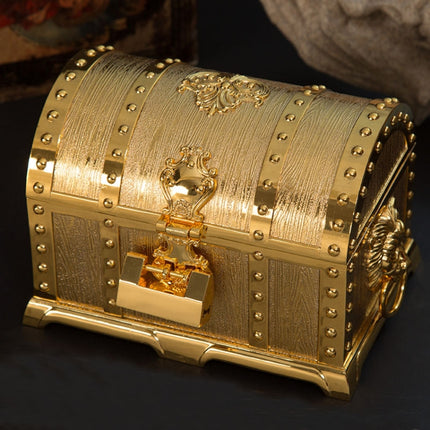 Double-Layer Jewel Box With Lock Metal Decorative Ornaments