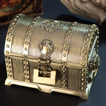 Double-Layer Jewel Box With Lock Metal Decorative Ornaments