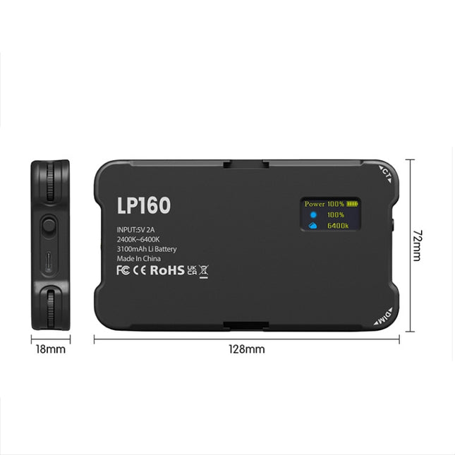 LP160 180 LEDs Square Pocket Fill Light Dual Color Temperature Portable Mobile Phone SLR Computer Photography Fill Light