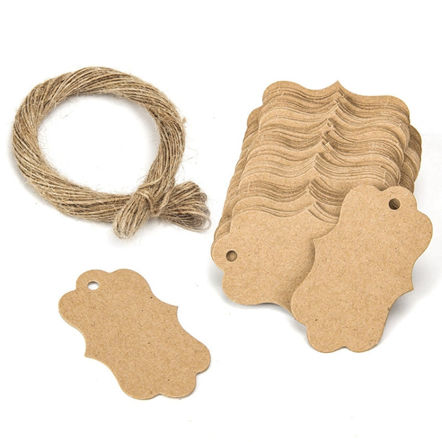 Gift Packaging Tag With Twine, 100 PCS/Pack Kraft Color, 100 PCS/Pack White, 100 PCS/Pack Black
