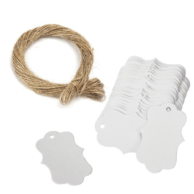 Gift Packaging Tag With Twine, 100 PCS/Pack Kraft Color, 100 PCS/Pack White, 100 PCS/Pack Black