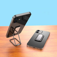 Square Folding Metal Holder Rotating Back Stick Desktop Phone Ring Holder, Square Folding (Black), Square Folding (Rose Gold), Square Folding (Space Silver)