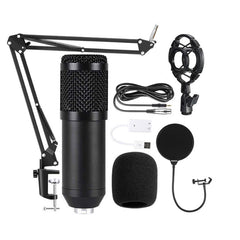 BM800 Condenser Microphone Set, BM800 With USB Sound Card (Black), BM800 With USB Sound Card (Black Golden Net)