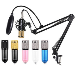 BM800 Condenser Microphone Set, BM800 With USB Sound Card (Black), BM800 With USB Sound Card (Black Golden Net)