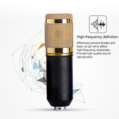 BM800 Condenser Microphone Set, BM800 With USB Sound Card (Black), BM800 With USB Sound Card (Black Golden Net)