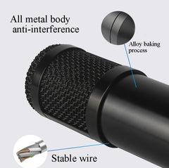 BM800 Condenser Microphone Set, BM800 With USB Sound Card (Black), BM800 With USB Sound Card (Black Golden Net)