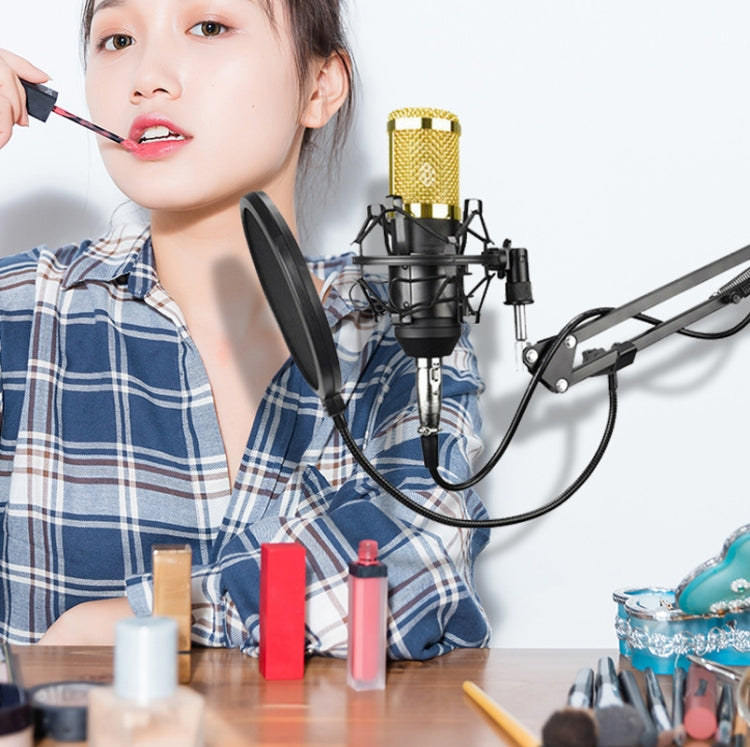 BM800 Condenser Microphone Set, BM800 With USB Sound Card (Black), BM800 With USB Sound Card (Black Golden Net)