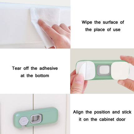 Children Anti-pinch Hand-opening Door Safety Lock, Light Gray, Green