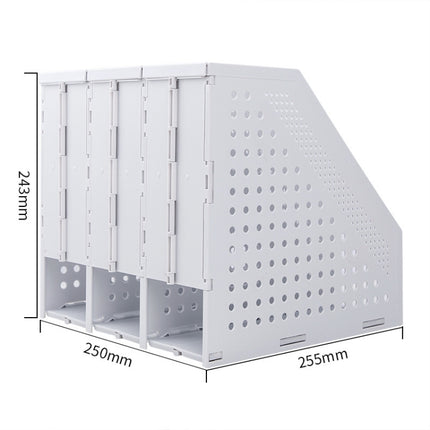 Deli 78995 Three-Compartment File Rack Foldable Desktop Storage Book Stand, Dark Gray, Light Gray