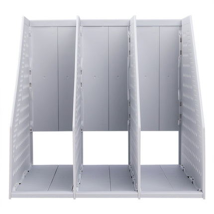 Deli 78995 Three-Compartment File Rack Foldable Desktop Storage Book Stand, Dark Gray, Light Gray